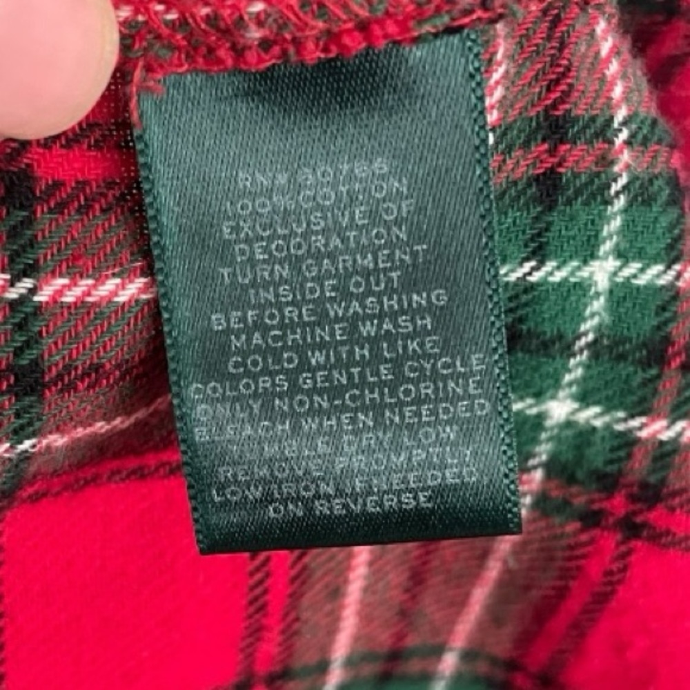 Lauren Ralph Lauren Womens Button Down Shirt XL Red Flannel Plaid Cotton Pajama - Picture 5 of 7